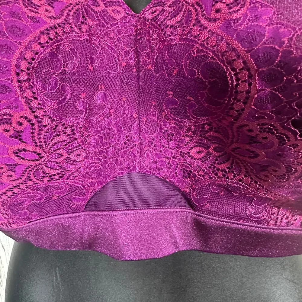 Cacique 42H Plum No-Wire Bra MSRP $50 Comfort Bliss Lightly Lined